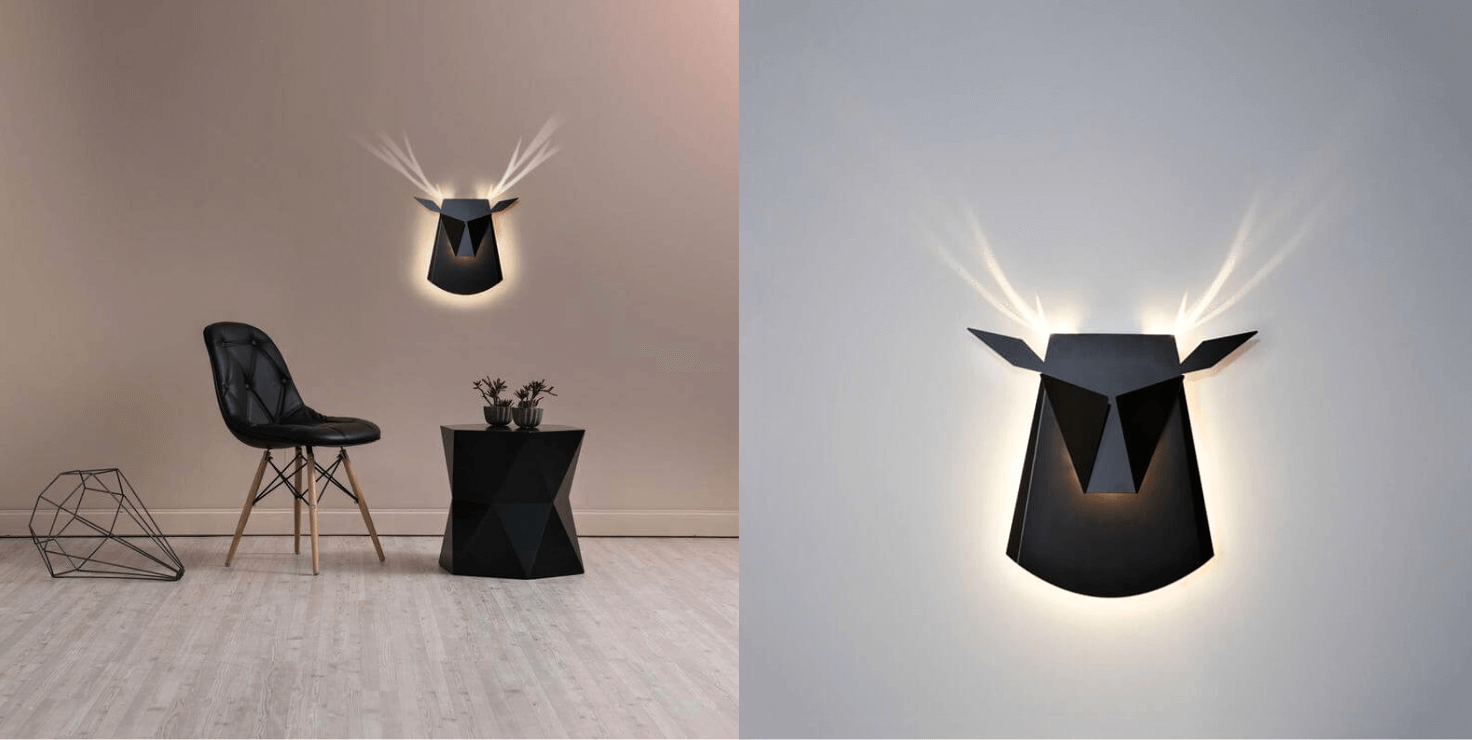 černé nástěnné světlo Jelen Deer black